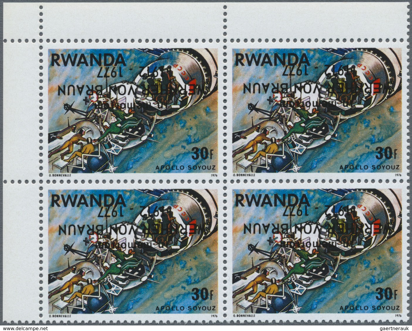 ** Thematik: Raumfahrt / astronautics: 1977, RUANDA: Apollo-Sojuz programme complete set of eight with