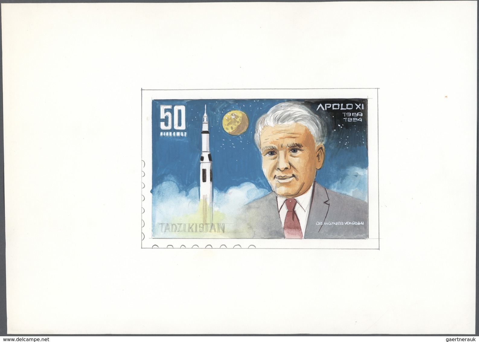 Thematik: Raumfahrt / Astronautics: 1994, Tajikistan. Lot Of 4 Artworks Of Not Issued Designs For An - Autres & Non Classés