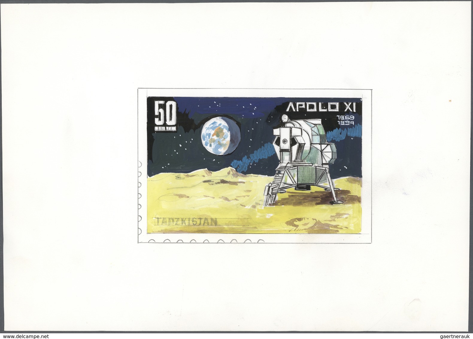 Thematik: Raumfahrt / astronautics: 1994, Tajikistan. Lot of 4 artworks of not issued designs for an