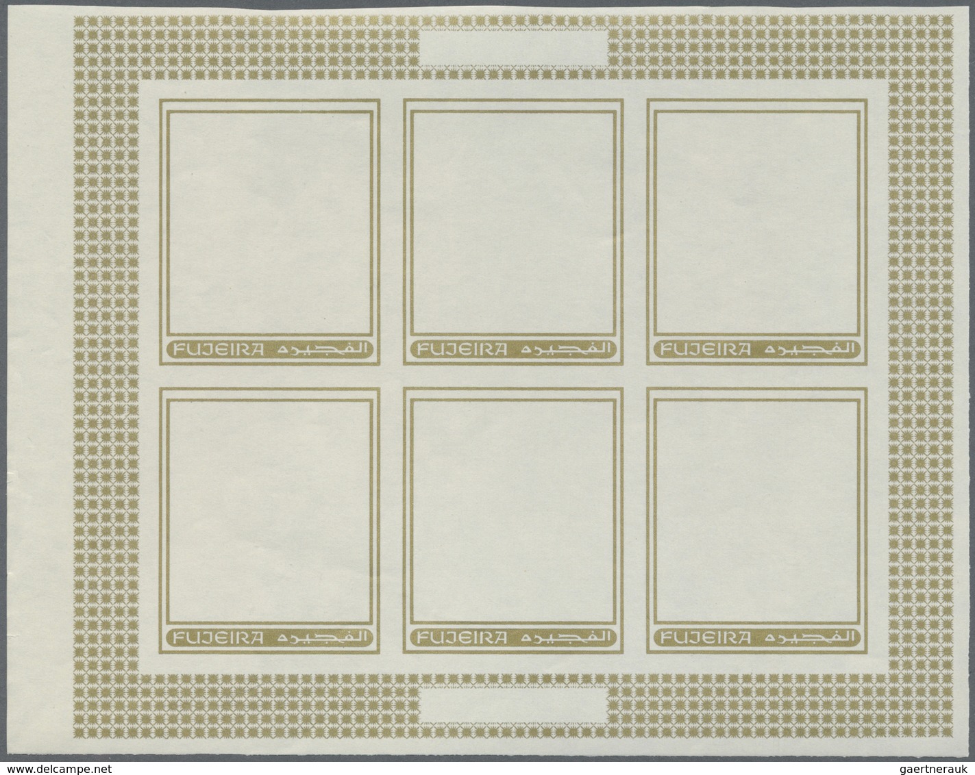 ** Thematik: Religion / religion: 1970, Fujeira. Progressive proof (7 phases) in miniature sheets of 6