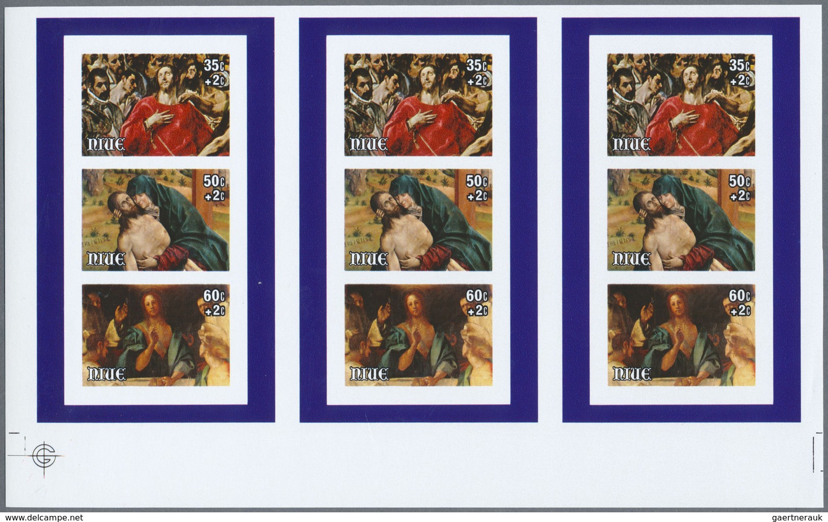 ** Thematik: Religion / Religion: 1981, Niue. Collective, Imperforate Proof Sheet Containing 3 Souvenir - Andere & Zonder Classificatie