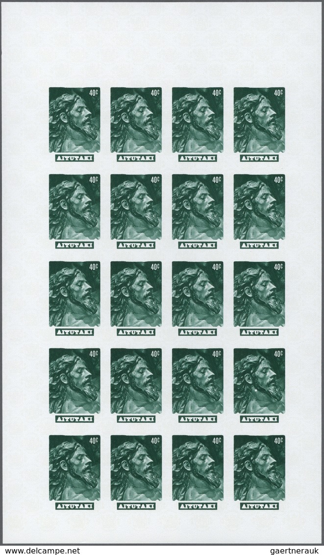 ** Thematik: Religion / Religion: 1981, Aitutaki. Complete Imperforate Proof Sheet Of 20 Lacking Gold C - Autres & Non Classés