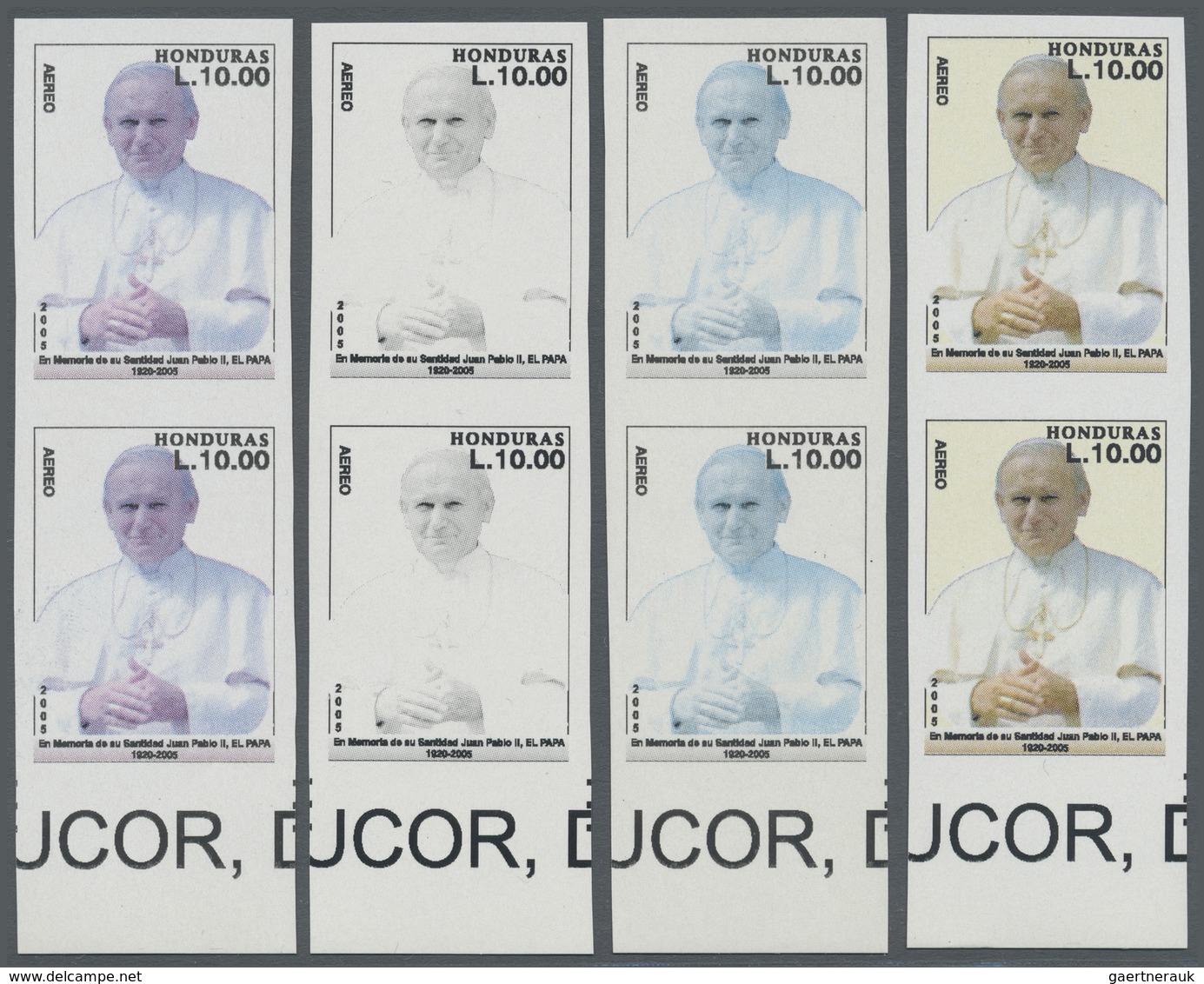 ** Thematik: Religion / Religion: 2005, 10.00 L And 15.00 L Papst Johannes Paul II. - 8 Pairs Progressi - Autres & Non Classés