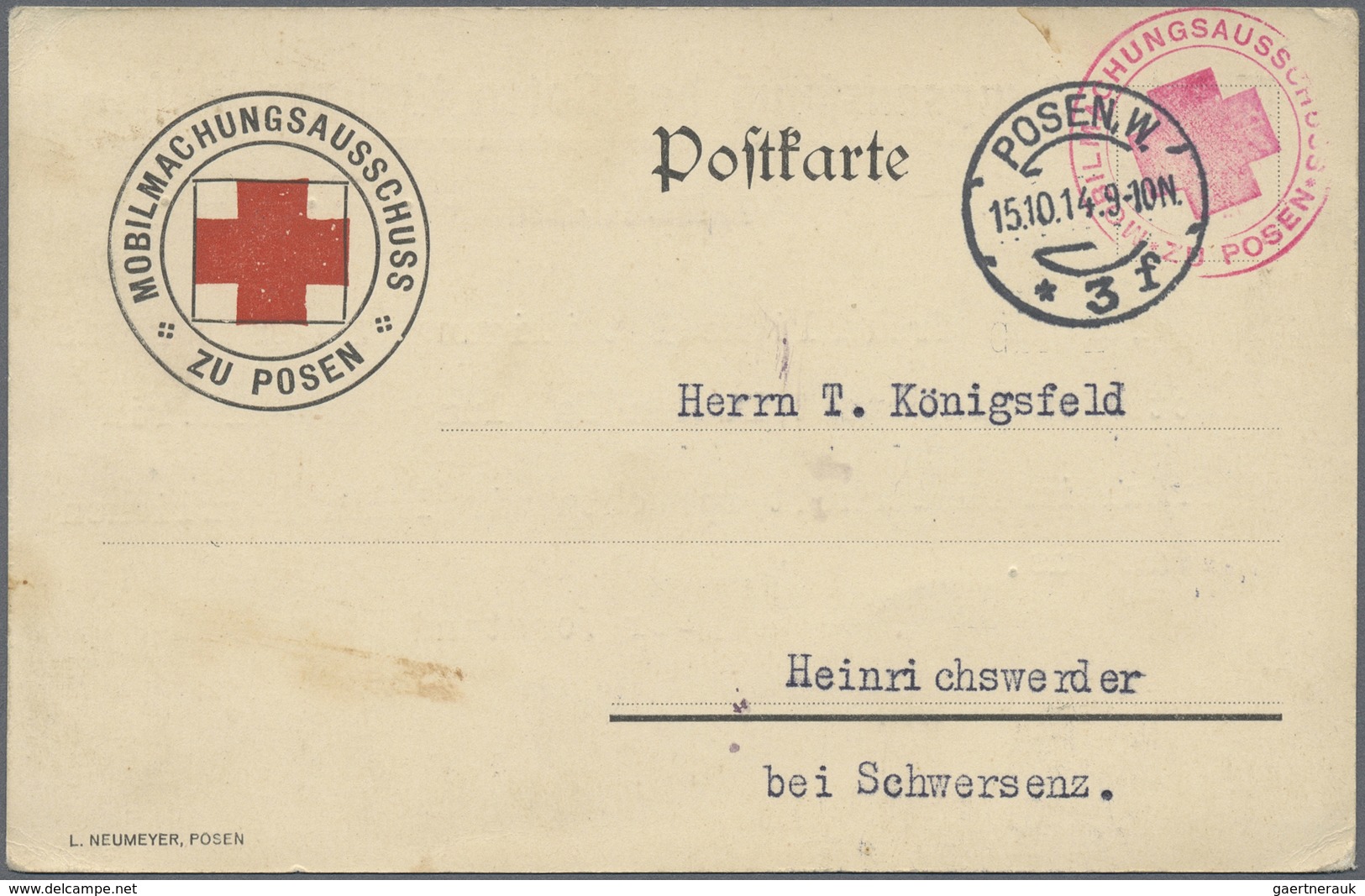 Br Thematik: Rotes Kreuz / Red Cross: 1914, Polen, Rote-Kreuz-Vordruckkarte "Mobilmachungs-Ausschuß Des - Croix-Rouge