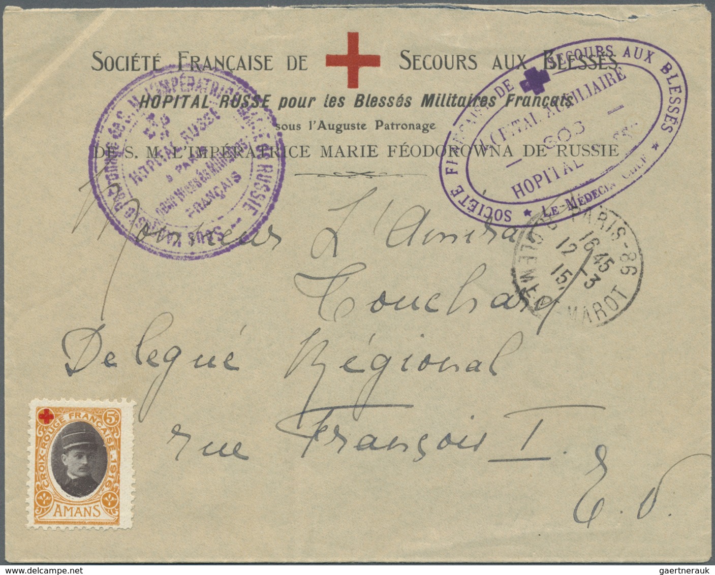 Br Thematik: Rotes Kreuz / Red Cross: 1915 – Russian Detachment In France. Stampless Envelope Headed 'S - Rode Kruis