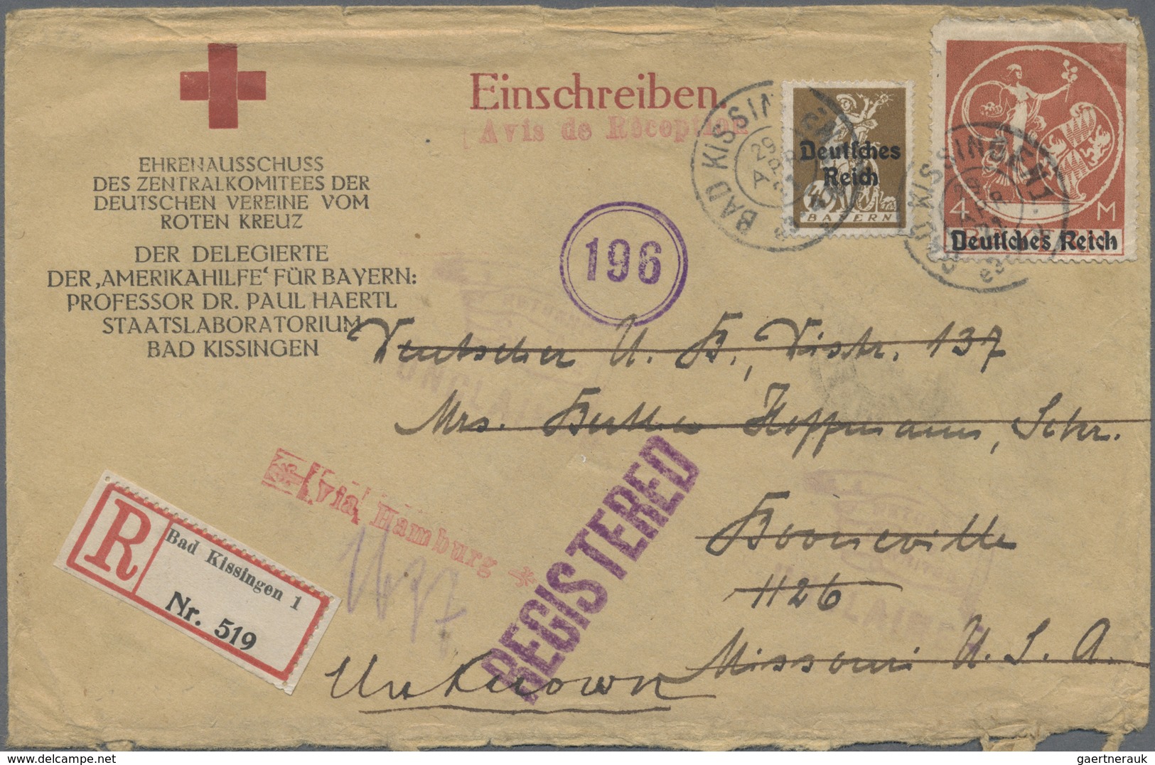 Br Thematik: Rotes Kreuz / Red Cross: 1921 Dt.Reich Vordruckbrief "Einschreiben - Ehrenausschuss Des Ze - Croix-Rouge