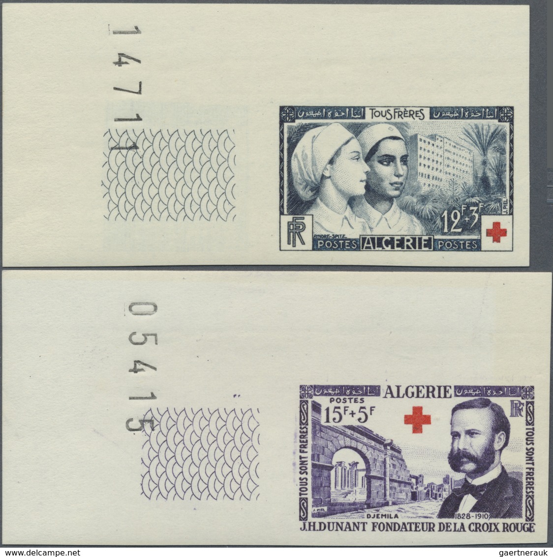 ** Thematik: Rotes Kreuz / Red Cross: 1954, ALGERIEN: Red Cross 'Nurses And Henri Dunant' Both Values I - Rode Kruis