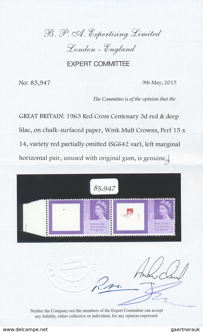 ** Thematik: Rotes Kreuz / Red Cross: 1963, Great Britain. Red Cross Centenary 3d Red & Deep Lilac In A - Rode Kruis