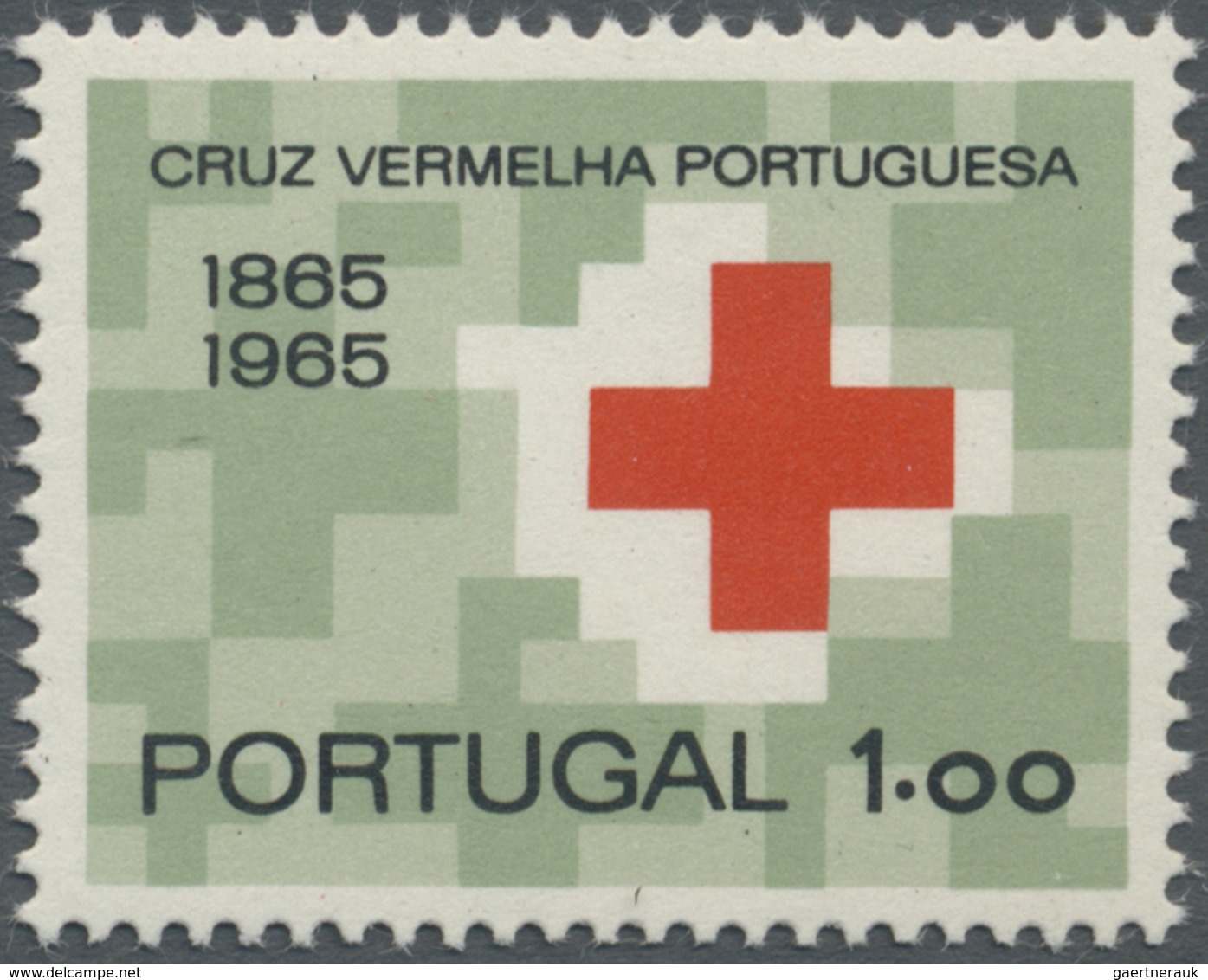 ** Thematik: Rotes Kreuz / Red Cross: 1965 Portugal 1 E. "Rotes Kreuz" In FEHLDRUCK "1.Druckgang GRÜN F - Croix-Rouge