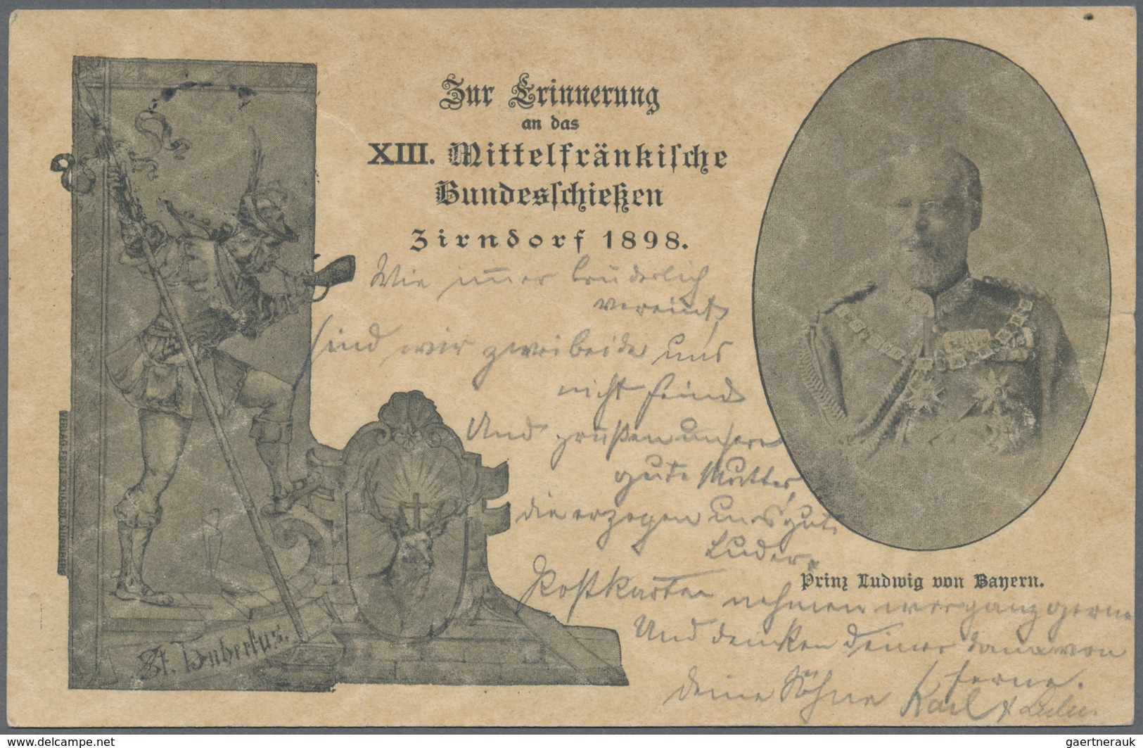 GA Thematik: Schießen, Waffen / Shooting, Marksmanship, Arms: 1898, Bayern. Privat-Postkarte 5 Pf Raute - Tiro (armi)