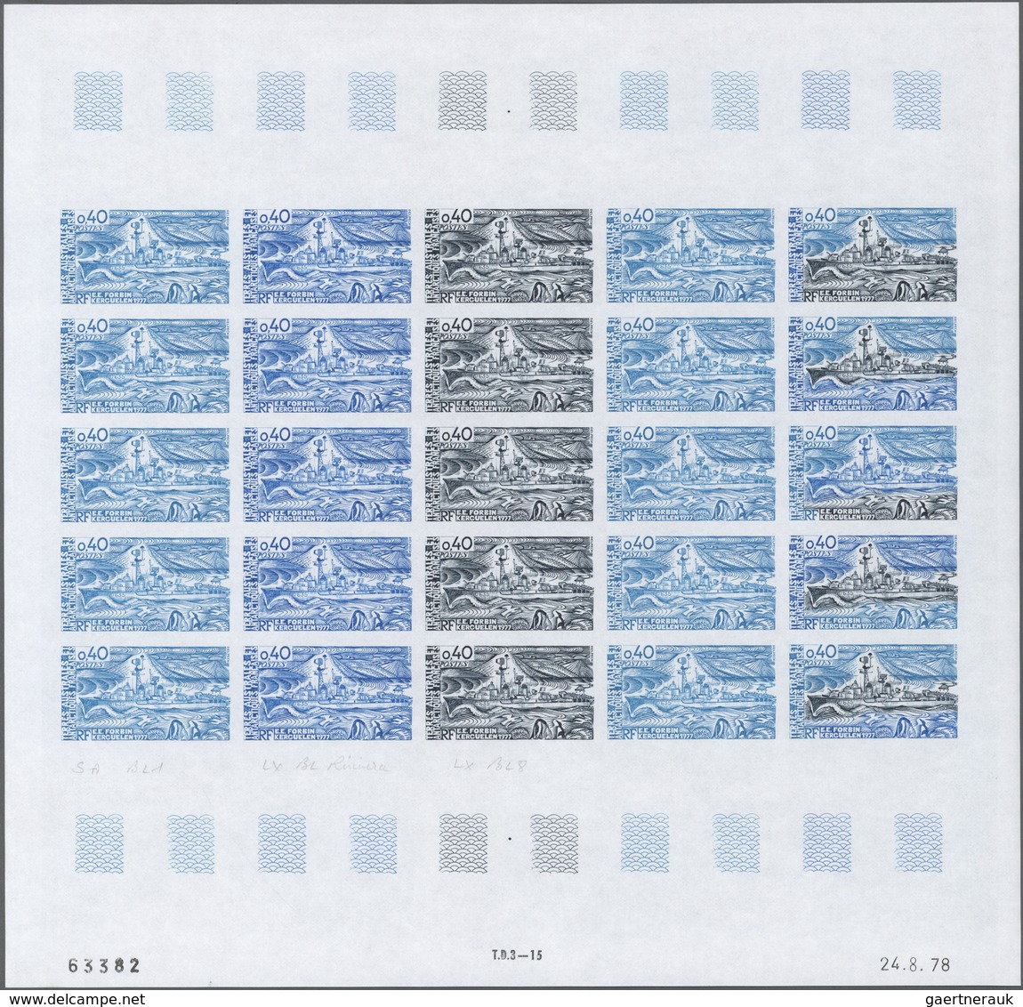 ** Thematik: Schiffe / Ships: 1979, F.S.A.T. Lot Of 2 Complete Color Proof Sheets Of 25 For The Stamp " - Bateaux