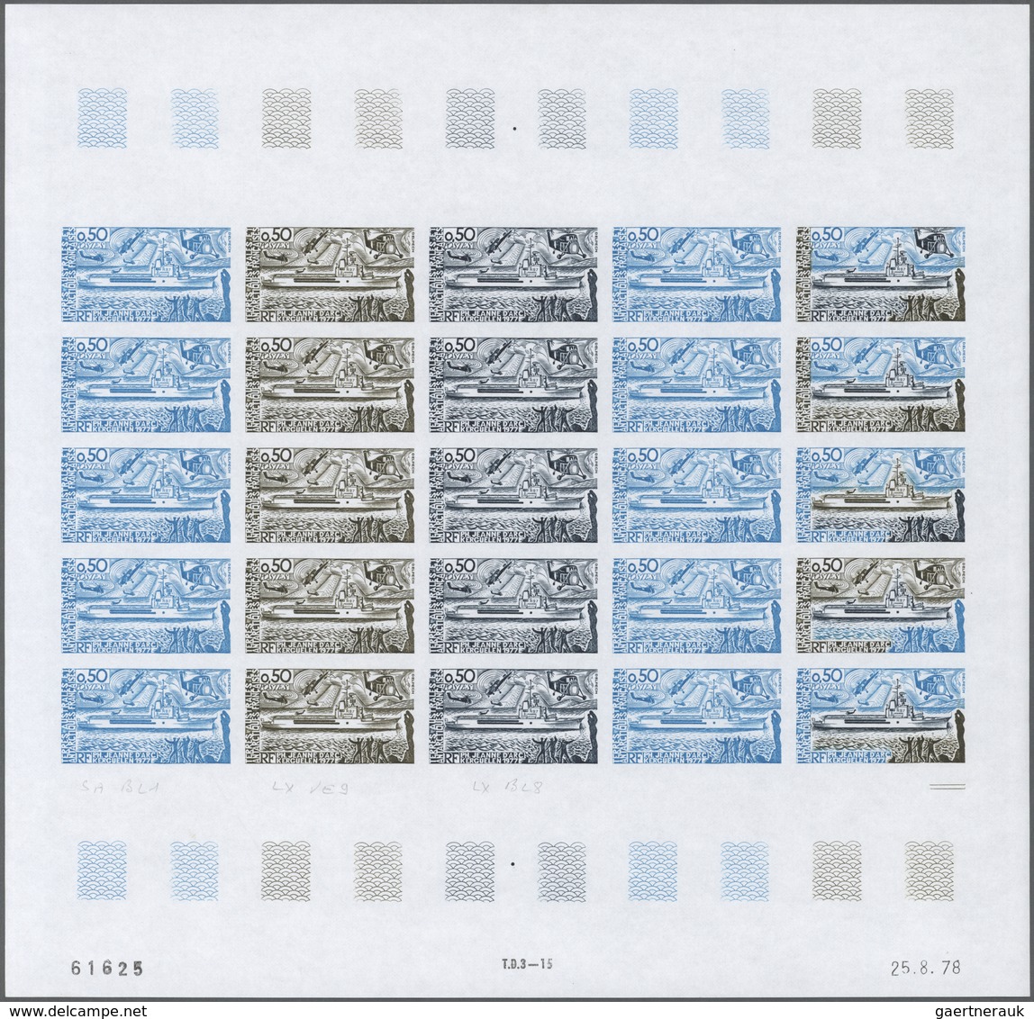 ** Thematik: Schiffe / Ships: 1979, F.S.A.T. Lot Of 2 Complete Color Proof Sheets Of 25 For The Stamp " - Boten