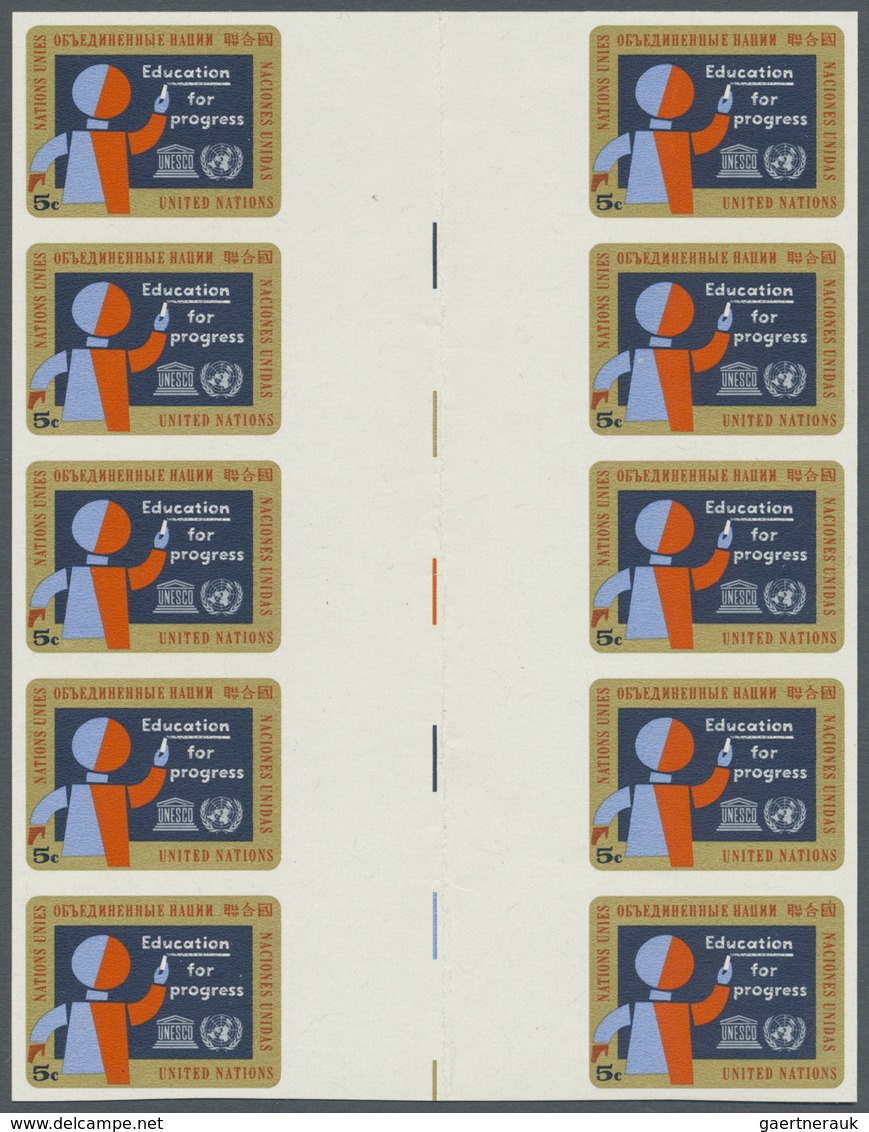 ** Thematik: Schulen, Ausbildung / Schools, Education: 1964, UN New York. Vertical Block Of 5 Imperfora - Andere & Zonder Classificatie