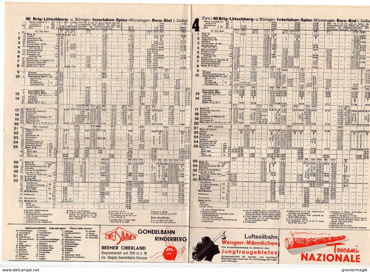 Suisse 1967 - Horaires Des Trains été - Lignes De Chemins De Fer - Carte - Publicité - Europe