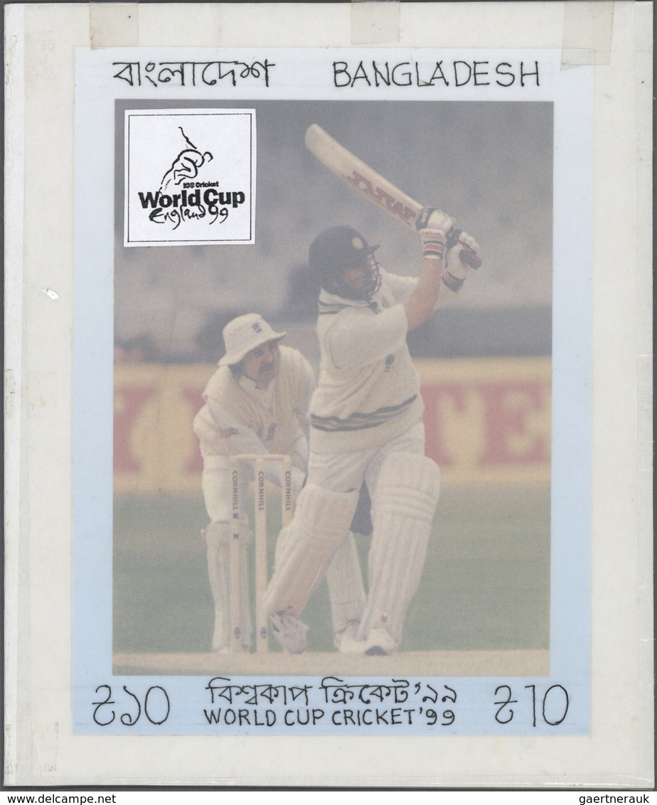 (*) Thematik: Sport / Sport: Cricket 1999, Bangladesh 10 Cent Marke, Original Entwurfzeichnung Mit Abbil - Other & Unclassified