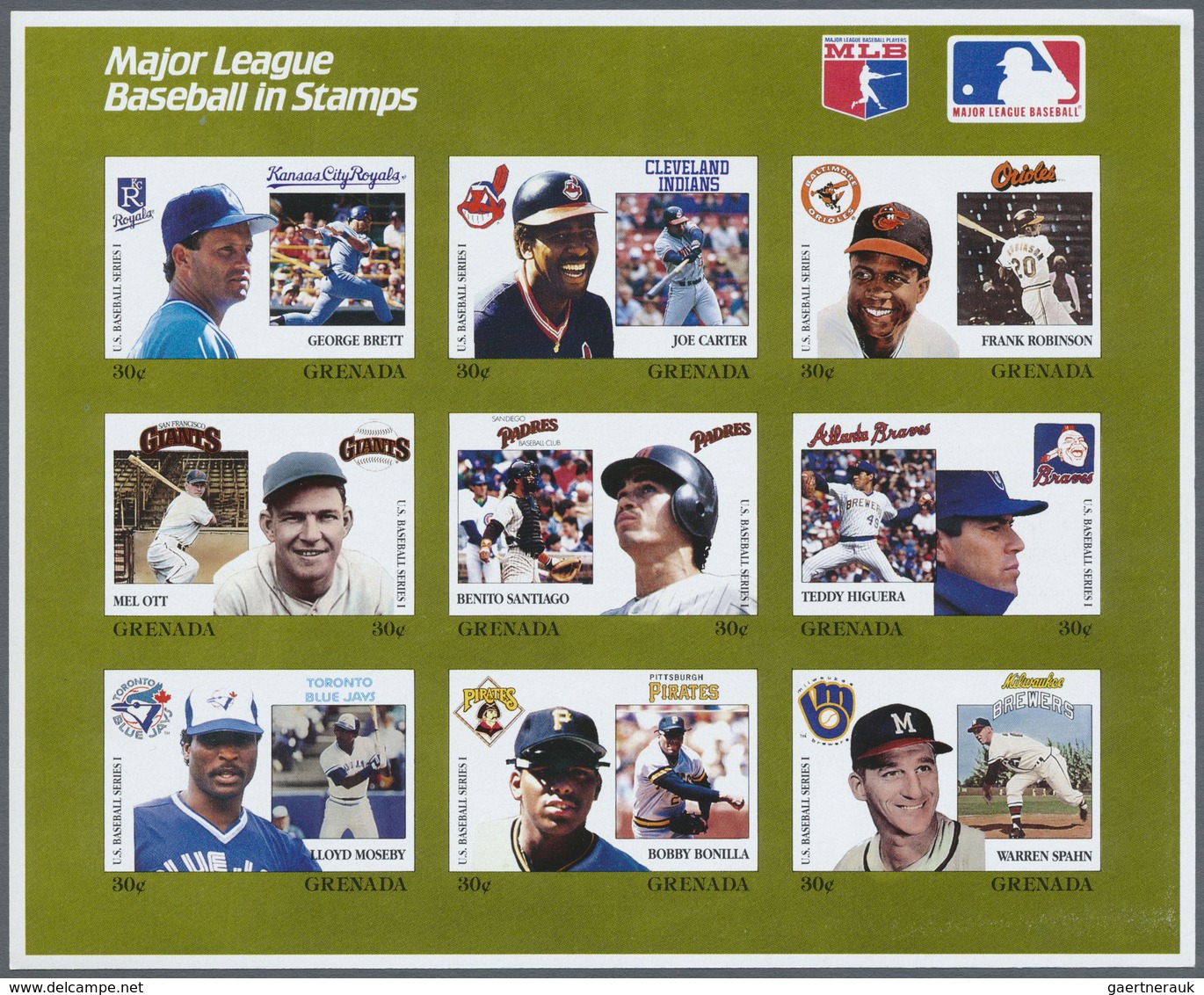 ** Thematik: Sport-Baseball / Sport-baseball: 1988, GRENADA: Baseball Players Of American Profi League - Base-Ball