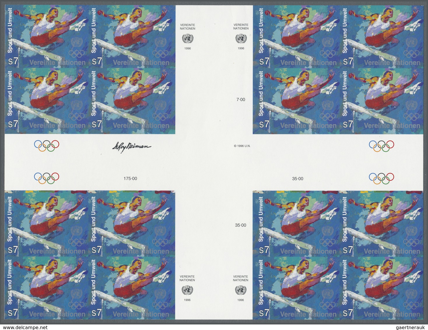 ** Thematik: Sport-Leichtathletik / Sports-athletics: 1996, UN Vienna. Extended, Imperforate Cross Gutt - Athlétisme