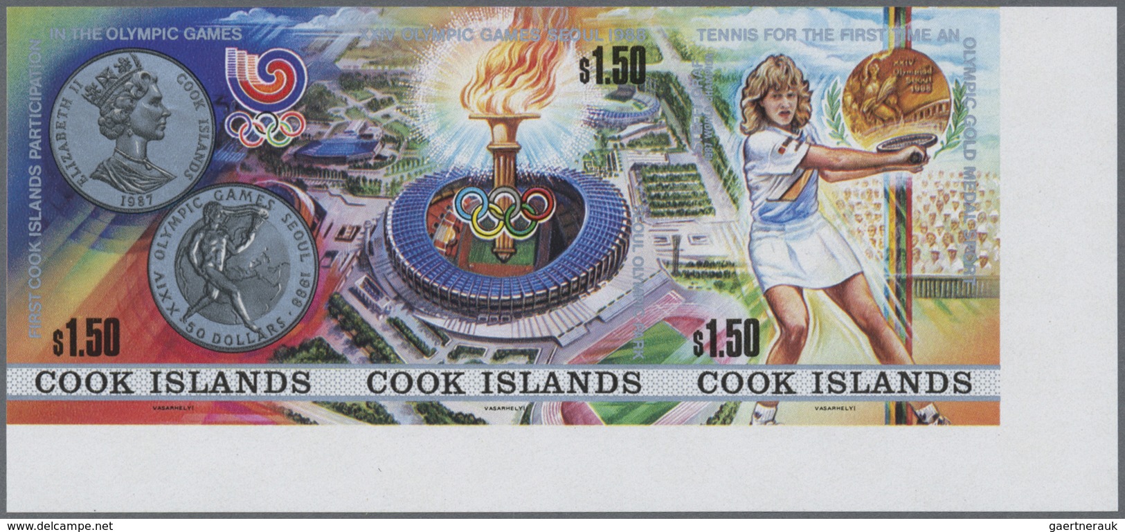 ** Thematik: Sport-Tennis / Sport-tennis: 1988, COOK ISLANDS: Summer Olympics Seoul Complete Set (Steff - Tennis