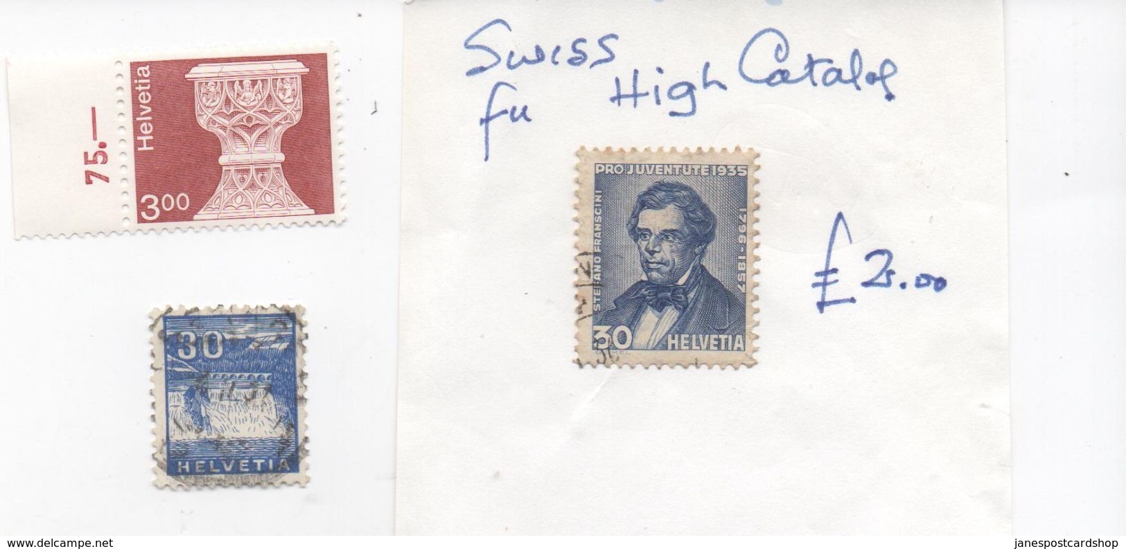 THREE SWISS STAMPS - ONE MINT - ONE HIGH CATALOGUE - Collections