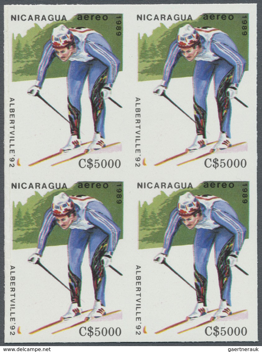 ** Thematik: Sport-Wintersport / Sport-winter Sports: 1989, Nicaragua. Complete IMPERFORATE Set "Winter - Hiver