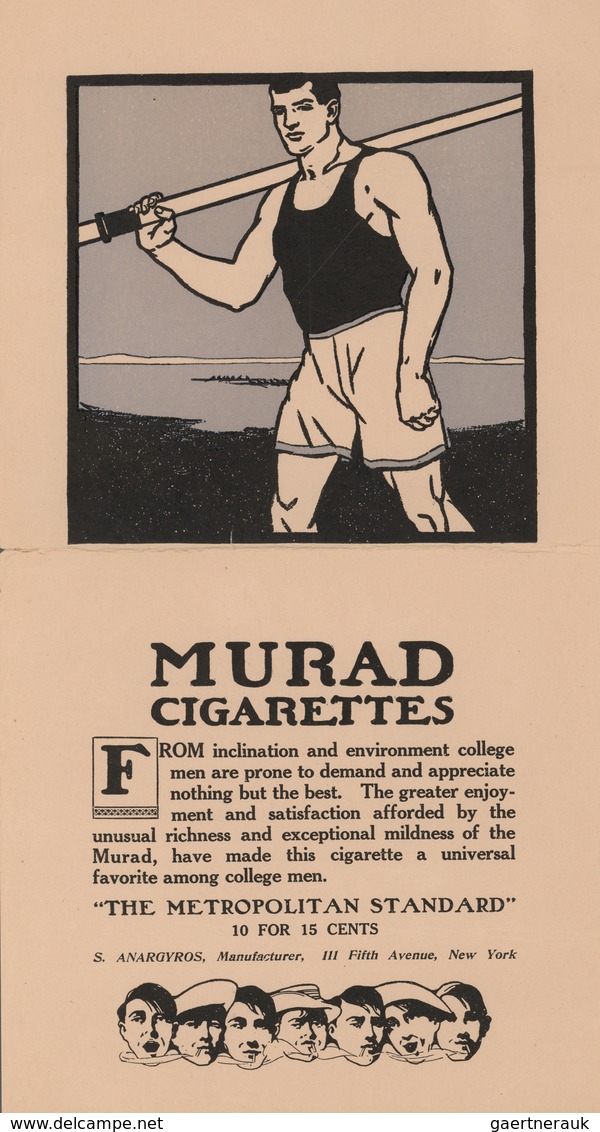 Br Thematik: Tabak / Tobacco: TABAK / COLLEGE-SPORTLER USA 1908: Werbe-Plakat Aus New York "College-Spo - Tobacco