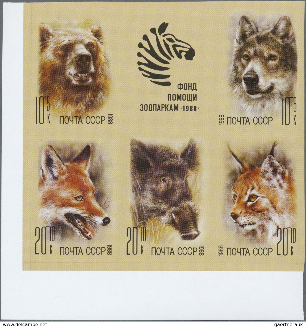 ** Thematik: Tiere, Fauna / Animals, Fauna: 1988, Russia. IMPERFORATE Block Of 5 + Label For The Issue - Autres & Non Classés