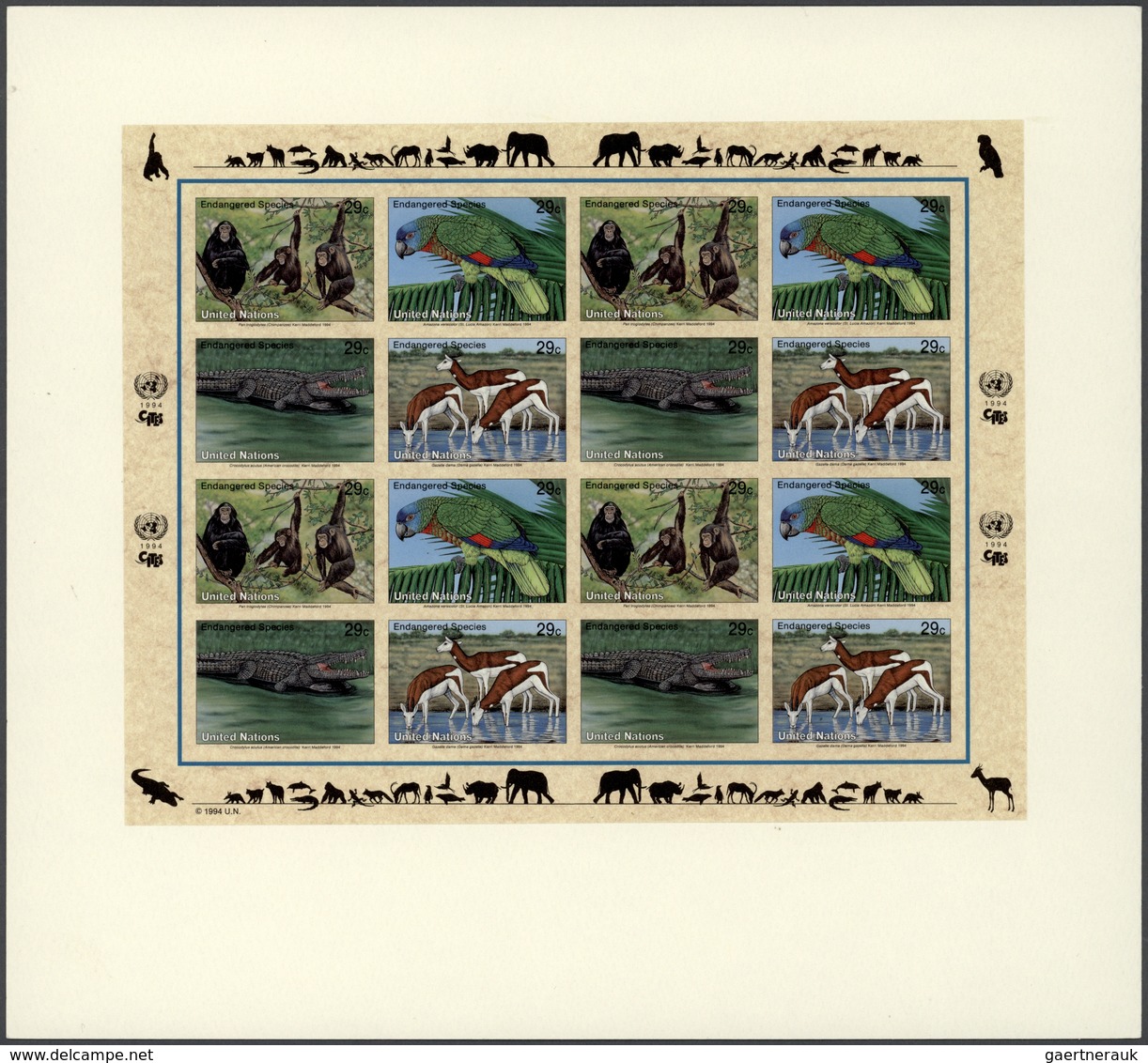 Thematik: Tiere, Fauna / Animals, Fauna: 1994, UN New York. Imperforate Proof For The Miniature Shee - Autres & Non Classés