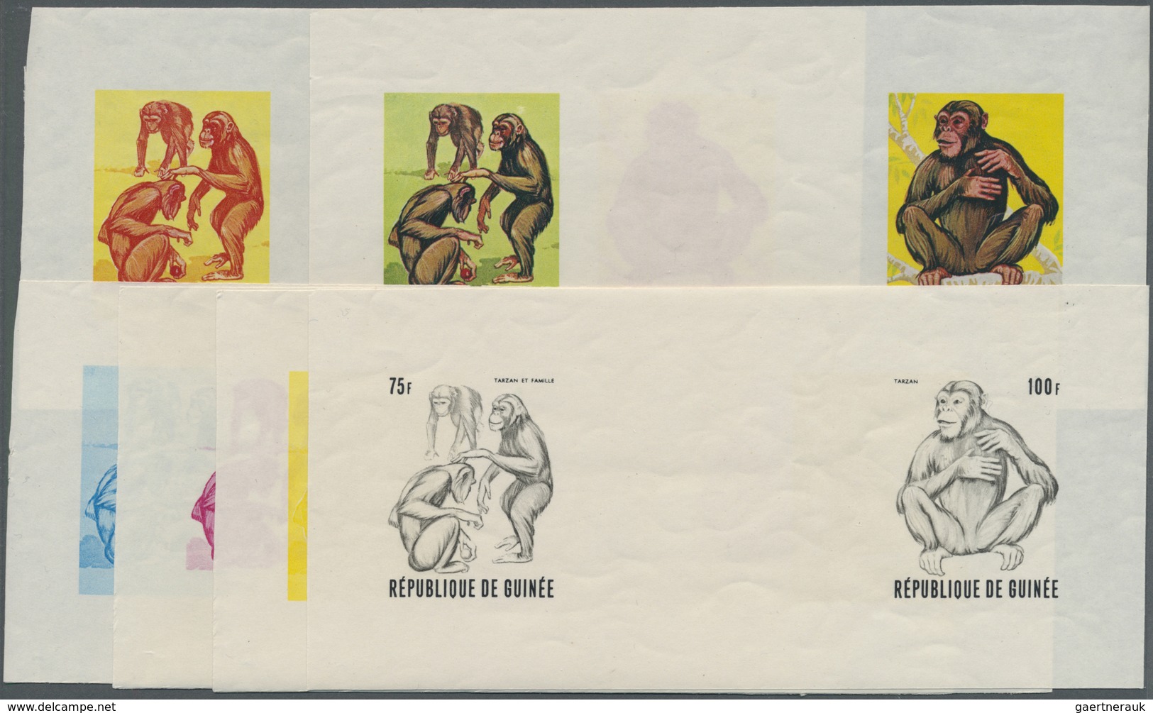 ** Thematik: Tiere-Affen / Animals-monkeys: 1969, GUINEA: Chimpanzee 'Tarzan' Complete Set Of Four Valu - Apen