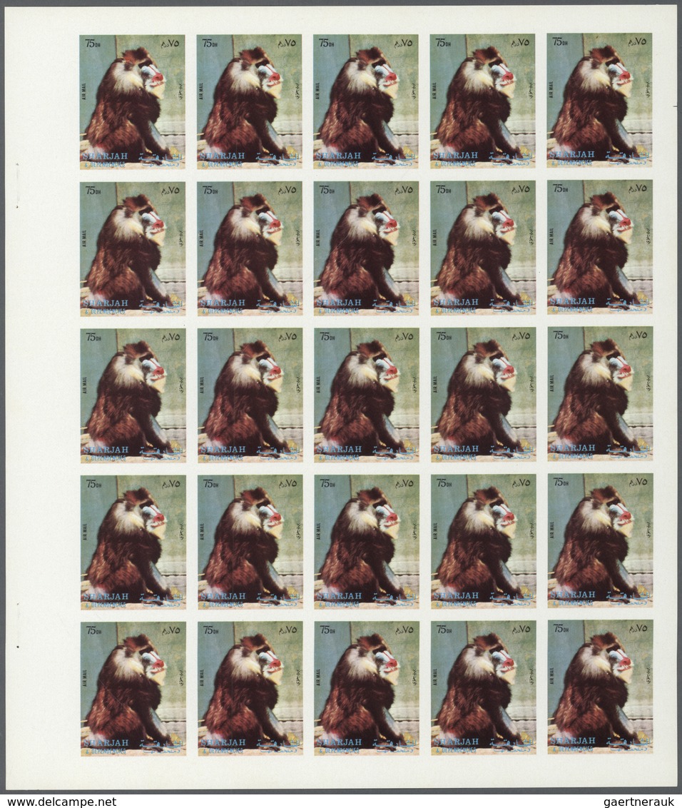 ** Thematik: Tiere-Affen / Animals-monkeys: 1972. Sharjah. Progressive Proof (5 Phases) In Complete She - Apen