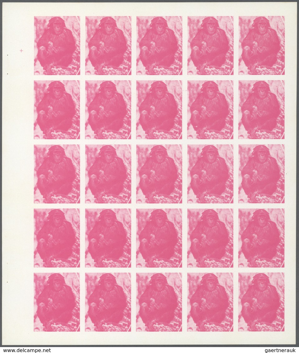 ** Thematik: Tiere-Affen / Animals-monkeys: 1972. Sharjah. Progressive Proof (6 Phases) In Complete She - Affen