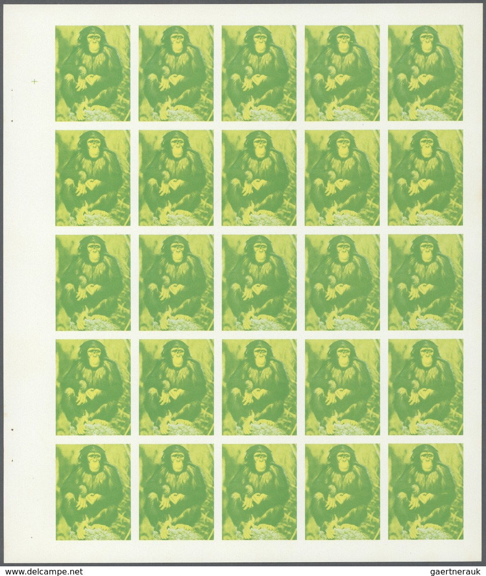 ** Thematik: Tiere-Affen / Animals-monkeys: 1972. Sharjah. Progressive Proof (6 Phases) In Complete She - Apen