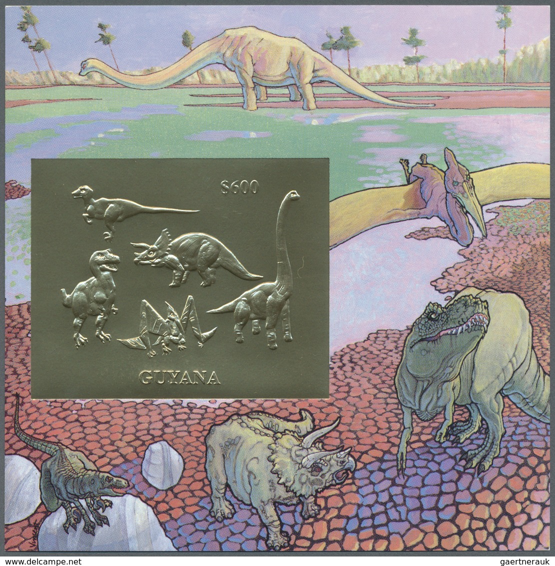 ** Thematik: Tiere-Dinosaurier / Animals-dinosaur: 1993, Dinosaur GOLD And SILVER Miniature Sheets Set - Préhistoriques