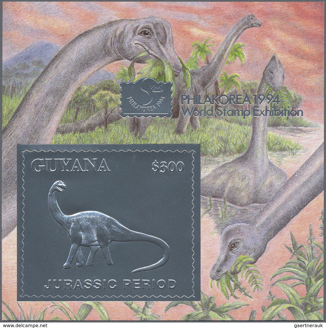 ** Thematik: Tiere-Dinosaurier / Animals-dinosaur: 1994, International Stamp Exhibition Philakorea '94 - Préhistoriques