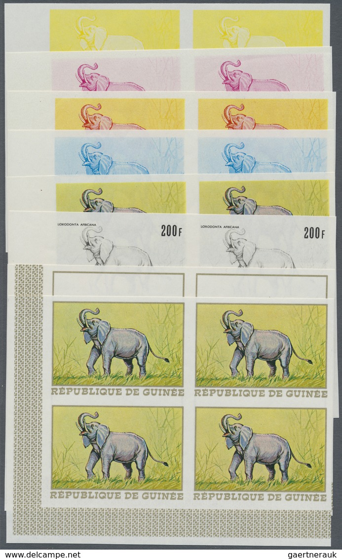 ** Thematik: Tiere-Elefanten / Animals Elephants: 1968, Guinea. Extraordinary Progressive Color Proof ( - Elephants