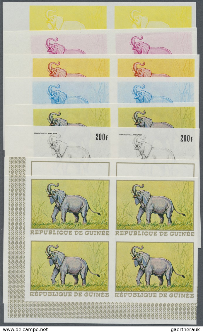 ** Thematik: Tiere-Elefanten / Animals Elephants: 1968, Guinea. Extraordinary Progressive Color Proof ( - Eléphants