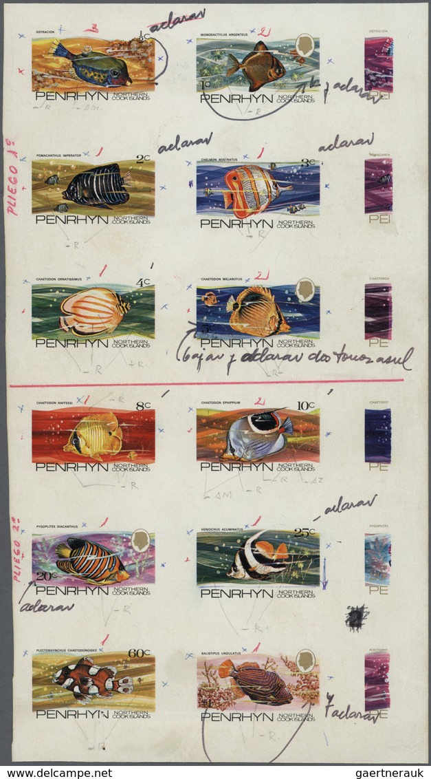 ** Thematik: Tiere-Fische / Animals-fishes: 1974, Penrhyn, FISHES OF THE PACIFIC - 8 Items; Collective, - Vissen