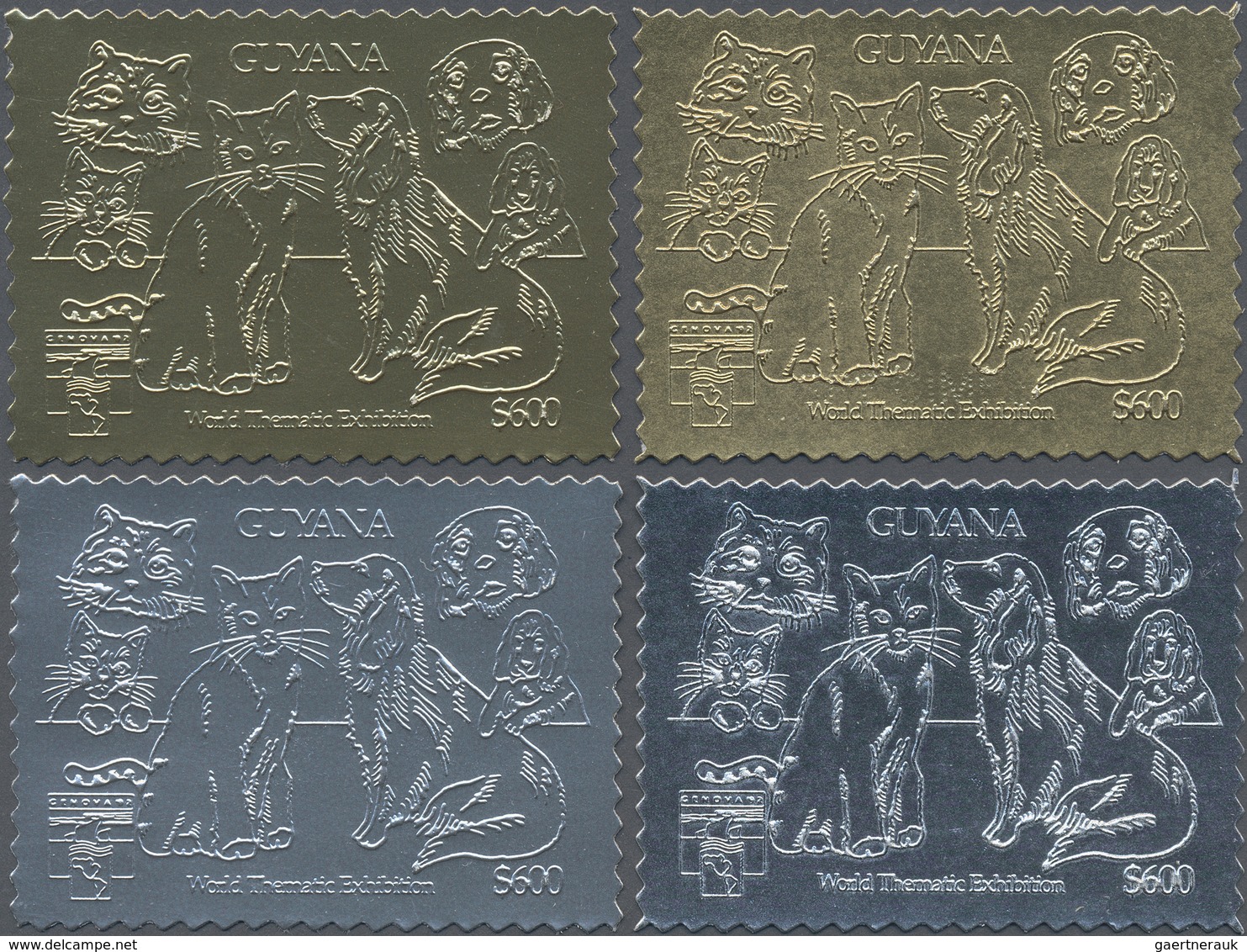 ** Thematik: Tiere-Hunde / Animals-dogs: 1992, International Stamp Exhibition Genova'92 GOLD And SILVER - Honden