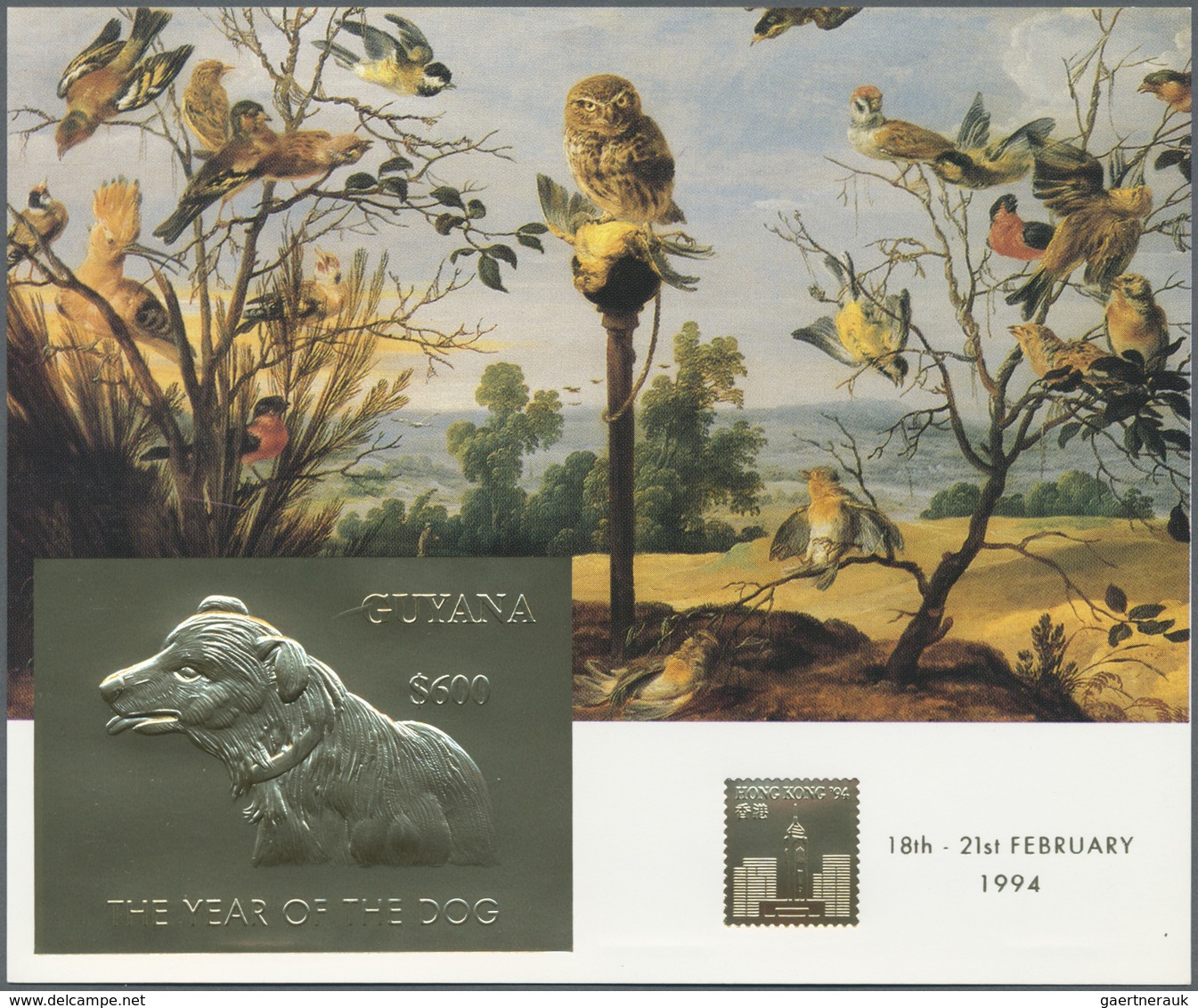 ** Thematik: Tiere-Hunde / animals-dogs: 1994, International Stamp Exhibition Hongkong '94 GOLD and SIL