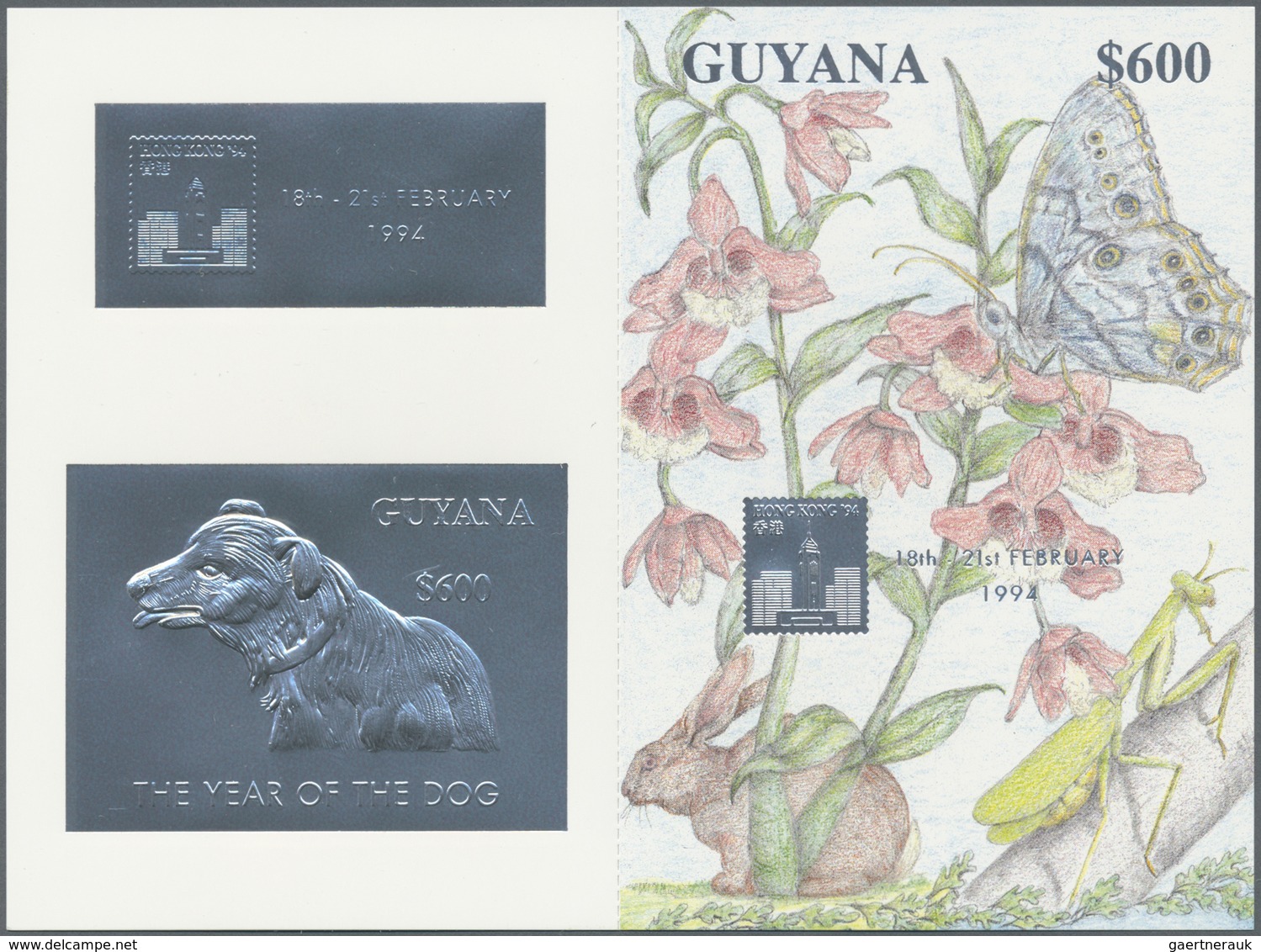 ** Thematik: Tiere-Hunde / Animals-dogs: 1994, International Stamp Exhibition Hongkong '94 GOLD And SIL - Chiens