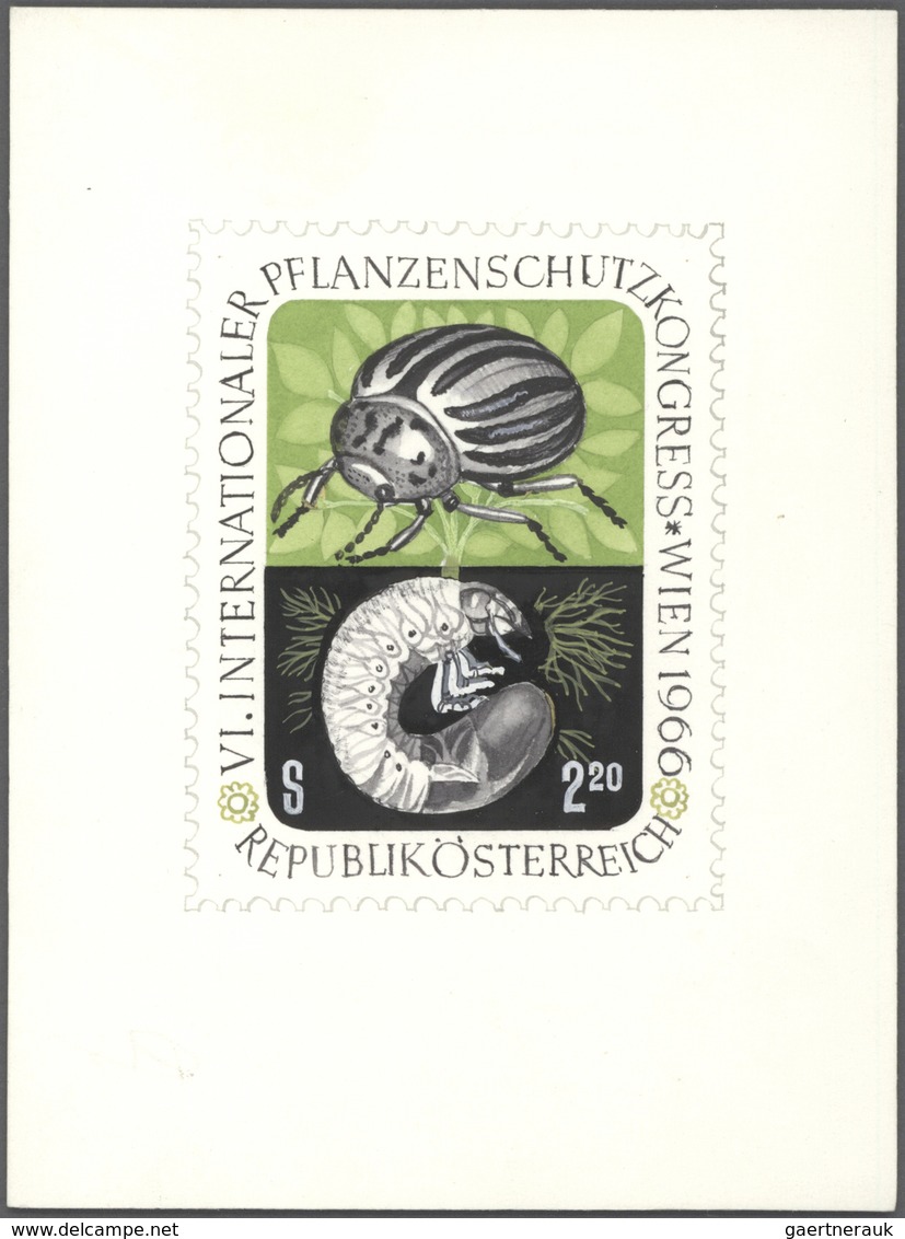 Thematik: Tiere-Insekten / animals-insects: 1967, Austria. Group of 7 different, original artist's p