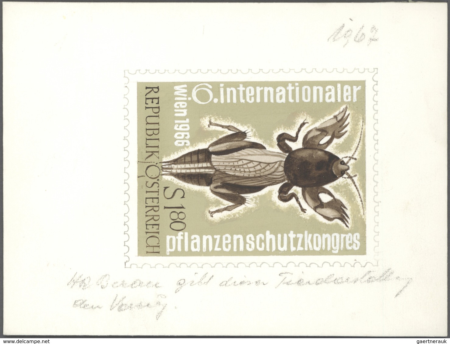 Thematik: Tiere-Insekten / animals-insects: 1967, Austria. Group of 7 different, original artist's p