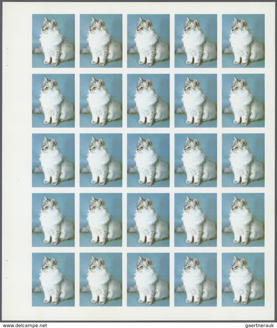 ** Thematik: Tiere-Katzen / Animals-cats: 1972. Sharjah. Progressive Proof (6 Phases) In Complete Sheet - Chats Domestiques