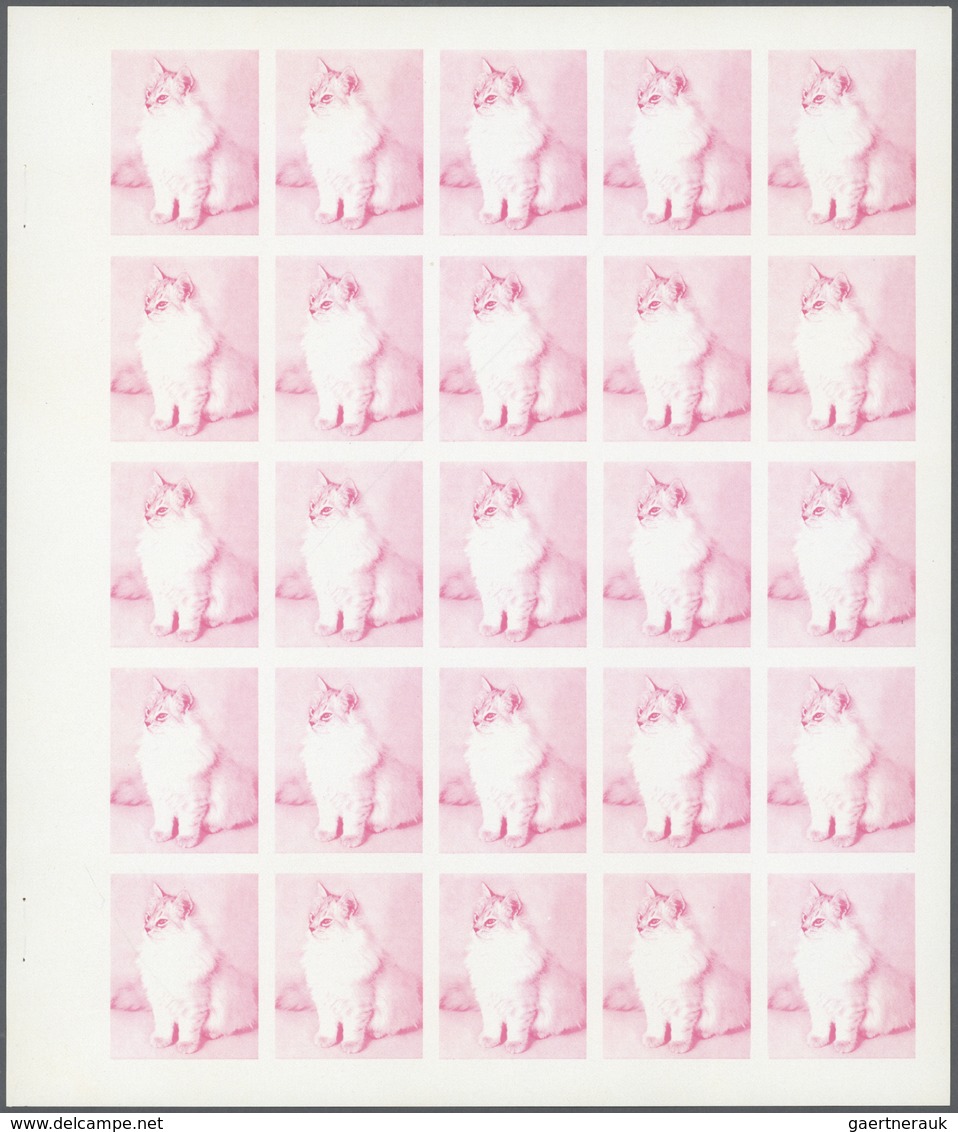 ** Thematik: Tiere-Katzen / Animals-cats: 1972. Sharjah. Progressive Proof (6 Phases) In Complete Sheet - Chats Domestiques