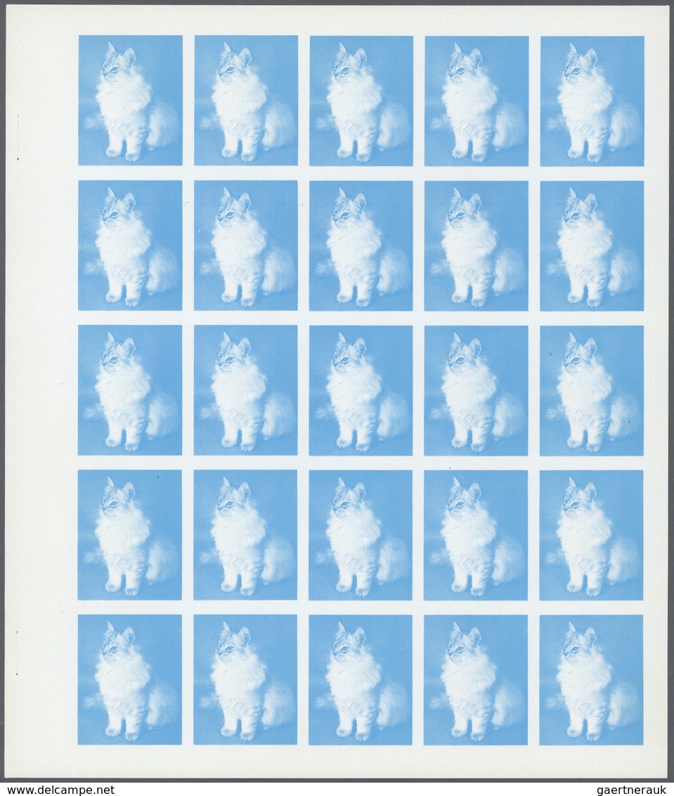 ** Thematik: Tiere-Katzen / Animals-cats: 1972. Sharjah. Progressive Proof (6 Phases) In Complete Sheet - Chats Domestiques