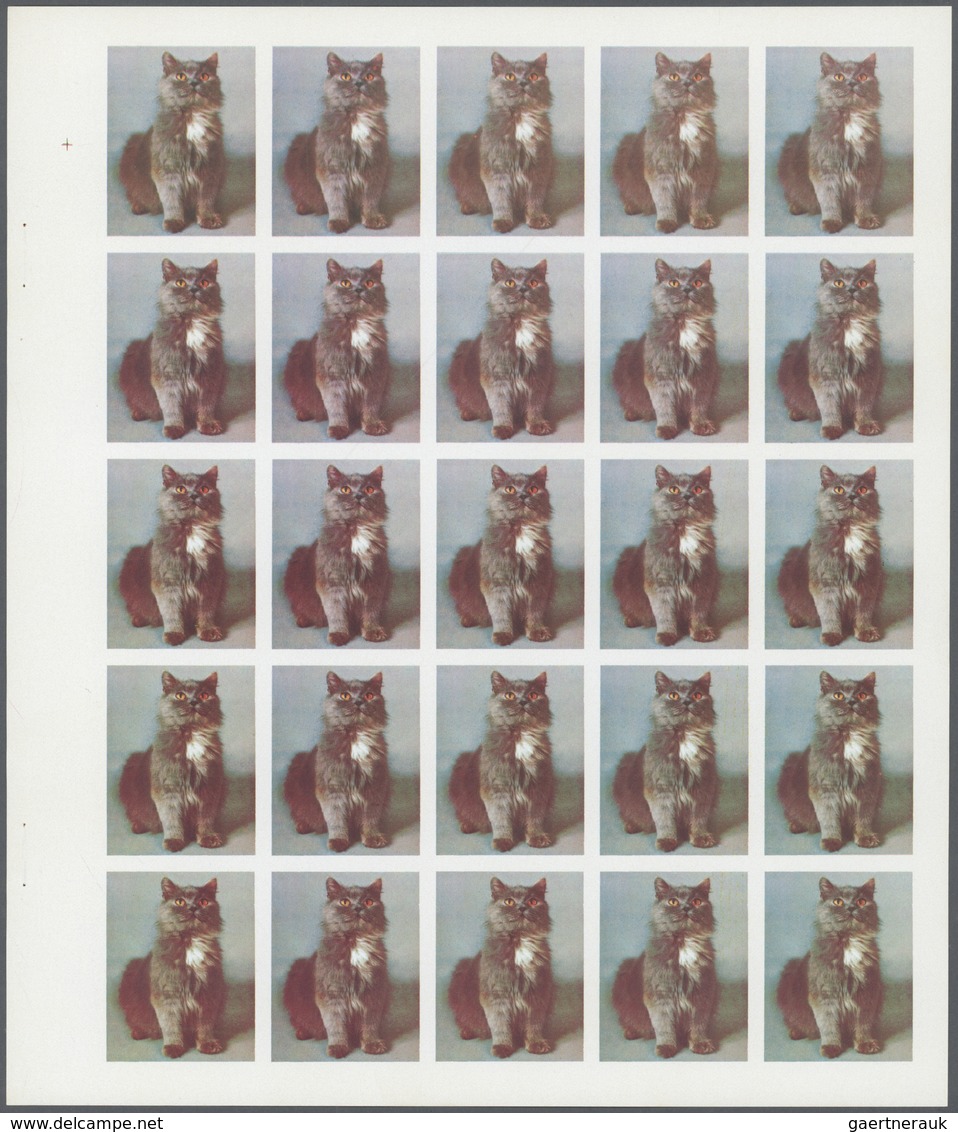 ** Thematik: Tiere-Katzen / Animals-cats: 1972. Sharjah. Progressive Proof (7 Phases) In Complete Sheet - Chats Domestiques