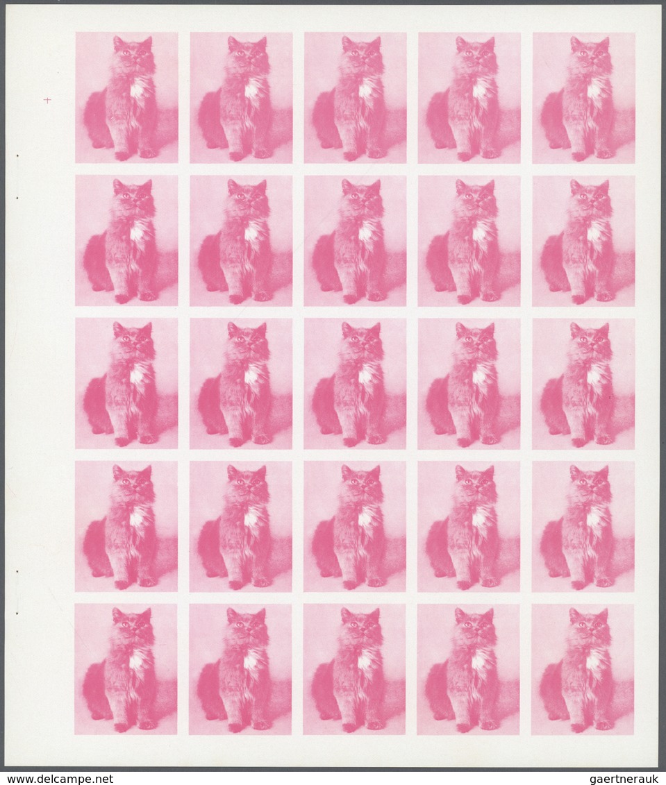 ** Thematik: Tiere-Katzen / Animals-cats: 1972. Sharjah. Progressive Proof (7 Phases) In Complete Sheet - Chats Domestiques