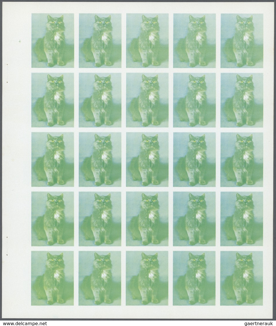 ** Thematik: Tiere-Katzen / Animals-cats: 1972. Sharjah. Progressive Proof (7 Phases) In Complete Sheet - Chats Domestiques