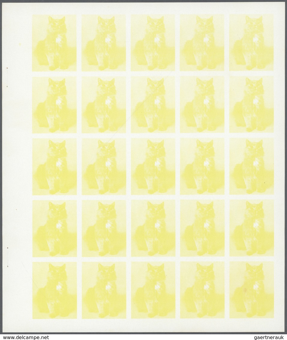 ** Thematik: Tiere-Katzen / animals-cats: 1972. Sharjah. Progressive proof (7 phases) in complete sheet