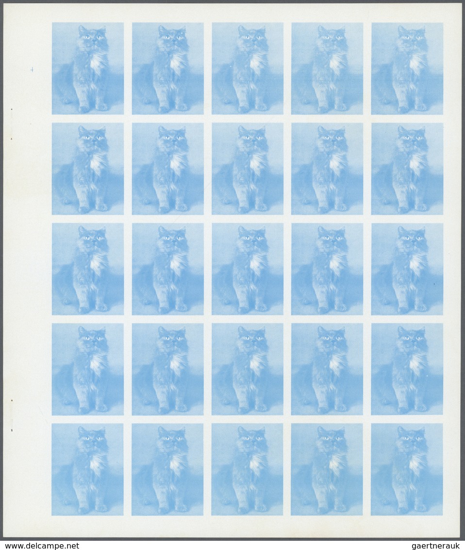 ** Thematik: Tiere-Katzen / animals-cats: 1972. Sharjah. Progressive proof (7 phases) in complete sheet