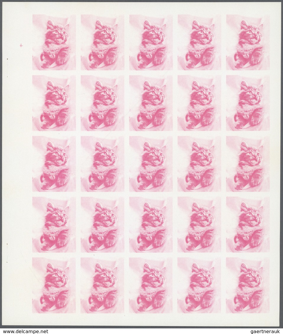 ** Thematik: Tiere-Katzen / Animals-cats: 1972. Sharjah. Progressive Proof (6 Phases) In Complete Sheet - Chats Domestiques